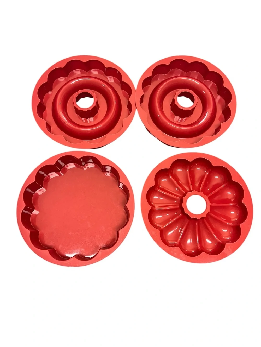 Red Silicone Bakeware Cake Mold Set 4 Piece Size One Size